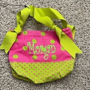 Pink and Green Polka Dot Tote Bag